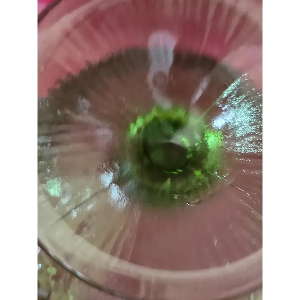VTG FTD 1978 Green Glass Avocado Oak Leaf Pedestal Depression Bowl Dish